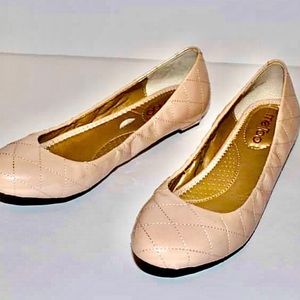 Pink Quilted Leather Flats Ballerina Me Too size 8
